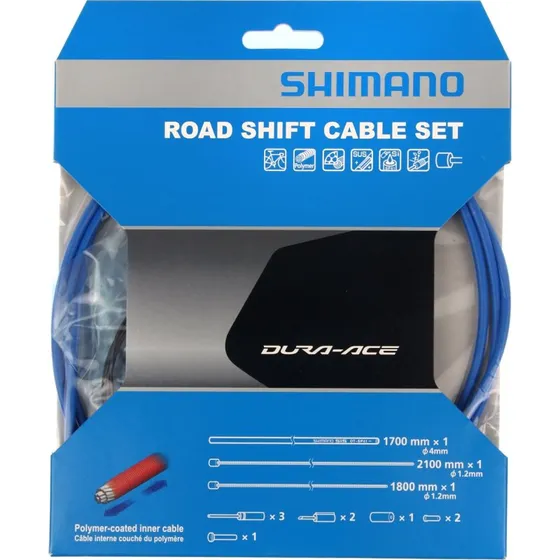 Shimano Dura-Ace 9000 gearkabelsæt, polymerbelagt - blå