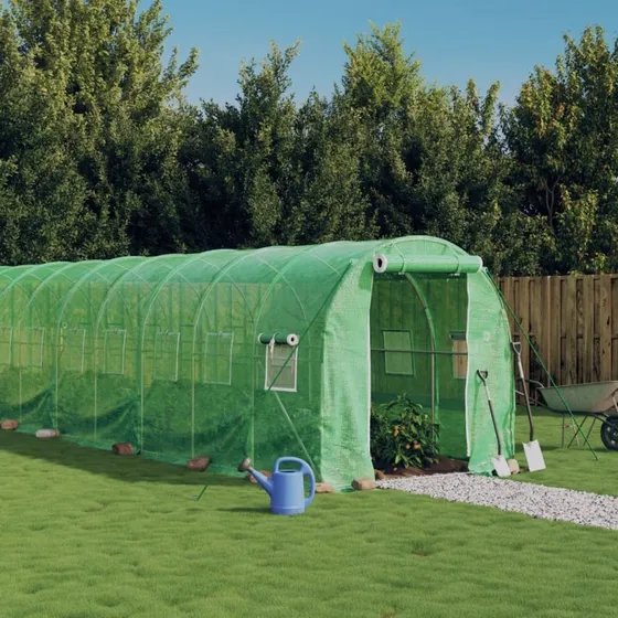 vidaXL drivhus 36 m² (18x2x2 m) stålstel, grøn