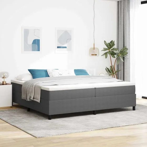 vidaXL Boxspring seng 200x200 cm lys grå/hvid velour