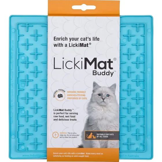 LickiMat Buddy slikkemtte til kat - Lysebl 20x20 cm