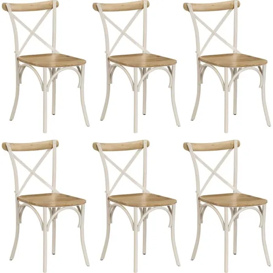 vidaXL krydsstole 6 stk. massivt mangotr hvid