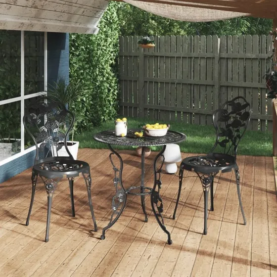 vidaXL bistrostole 2 stk. støbt aluminium sort