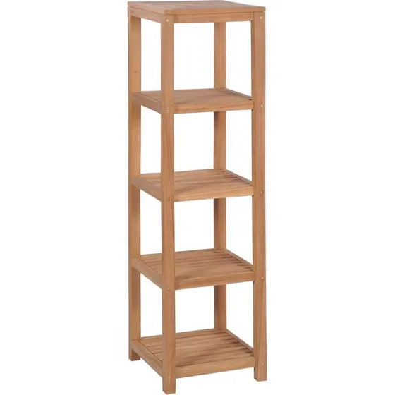 vidaXL 4-etagers hylde i massivt teak 42x42x165 cm