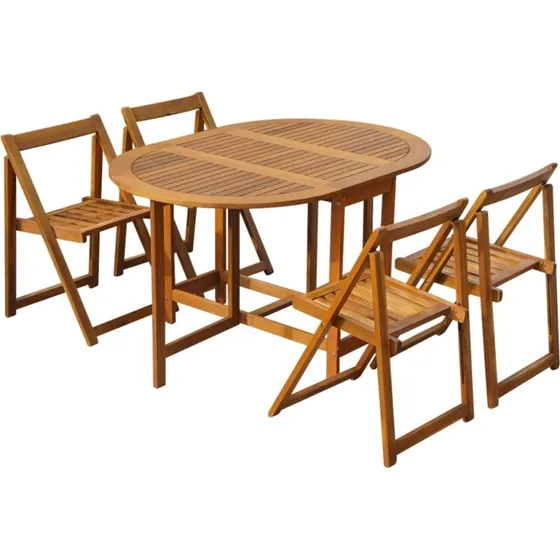 vidaXL foldbart spisebordssæt 5 dele i massivt akacietræ