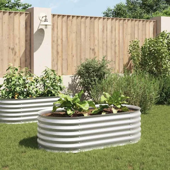 vidaXL Forhøjet plantekasse 160x80x44 cm galvaniseret stål sølv