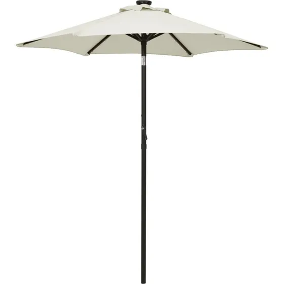 vidaXL parasol med LED-lys 200x211 cm aluminium sandfarvet