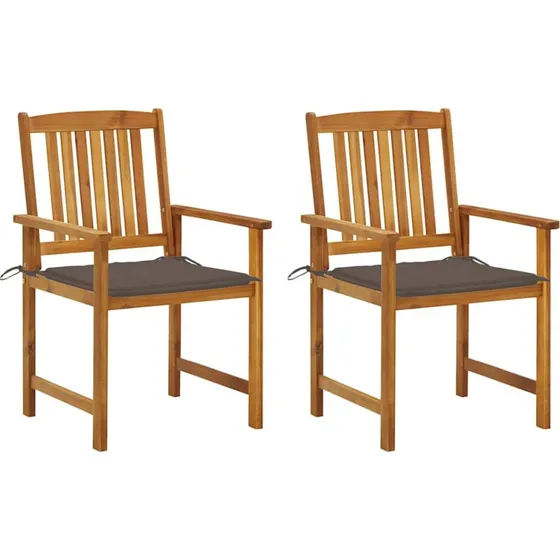 vidaXL Havestole 2 stk. i massivt akacietræ med hynder, gråbrun