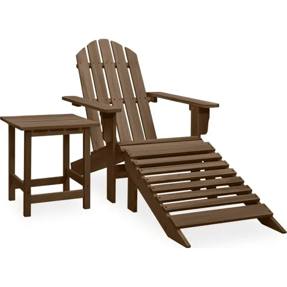 vidaXL Adirondack-havestol i grantræ m. fodstøtte og bord, brun