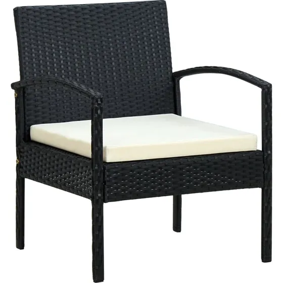 vidaXL havestol med hynde, polyrattan sort