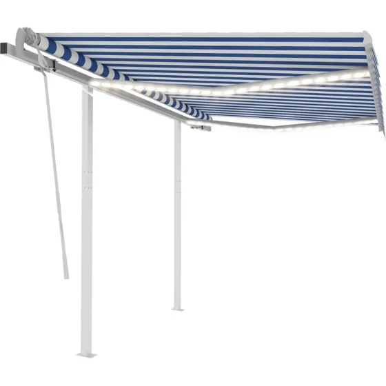 vidaXL markise 3x2,5 m m. LED, manuel - bl/hvid