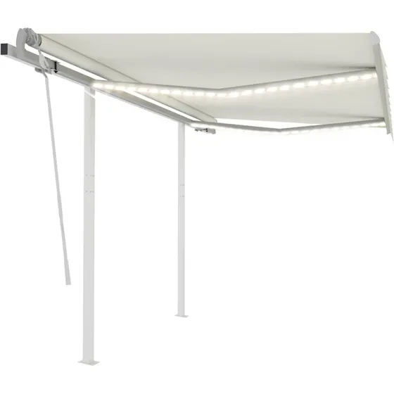 vidaXL markise 3x2,5 m med LED, manuel  creme