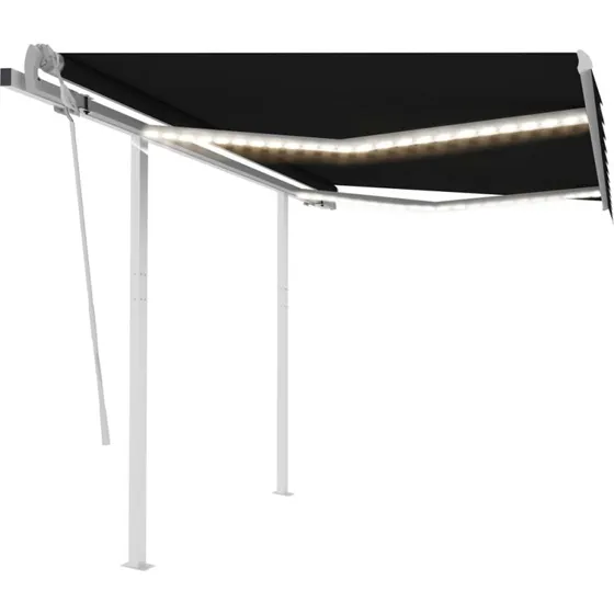 vidaXL markise med LED 3 x 2,5 m manuel  antracitgr