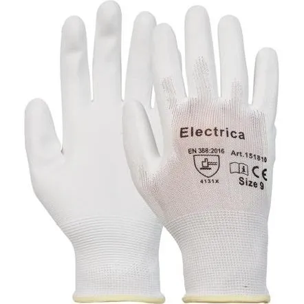 Electrica 810 handske str. 9  gr, halvdyppet PU