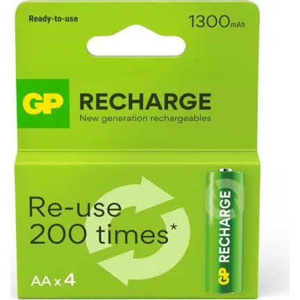 GP Recharge AA genopladeligt batteri 1300 mAh, 4-pak