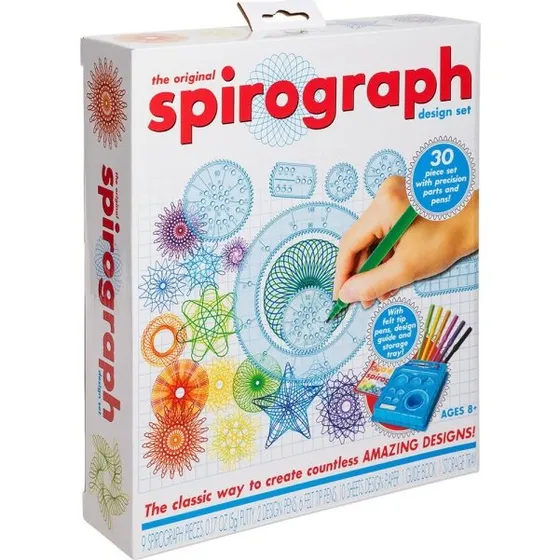 Spirograph Design-sæt — 7 præcisionshjul, ring og designblok