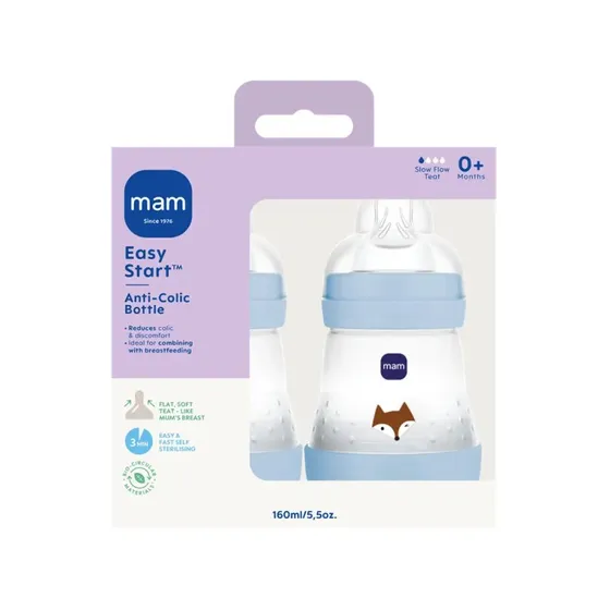 MAM Easy Start Anti‑Colic 160 ml 2-pak Blå