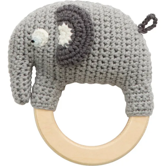 Sebra Fanto hæklet rangle på træring - Classic Grey