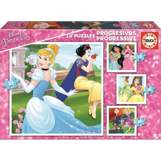 Educa Disney Prinsesser 4-i-1 puslespil 12/16/20/25 brikker