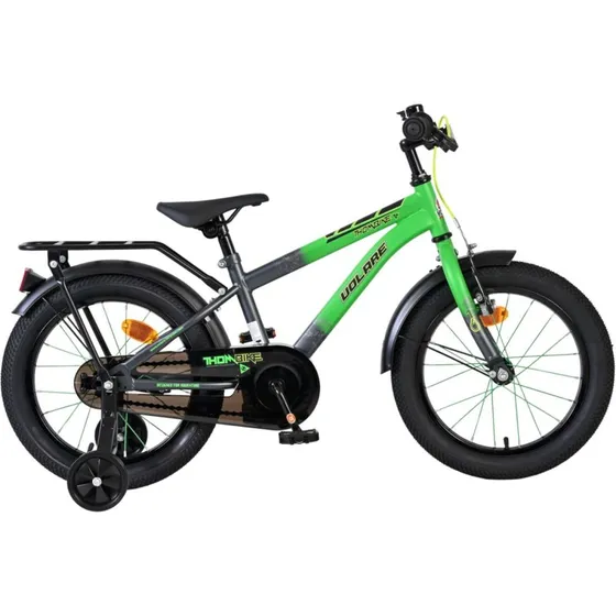 Volare Thombike 16" Børnecykel - Grøn/Grå med støttehjul