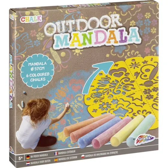 Grafix Udendørs Mandala sæt – 6 farvede gadekridt