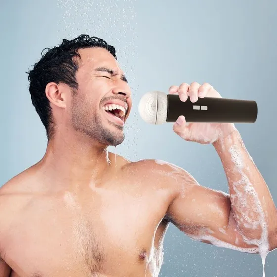 Winkee Shampoo-dispenser – mikrofonformet brusegel-dispenser