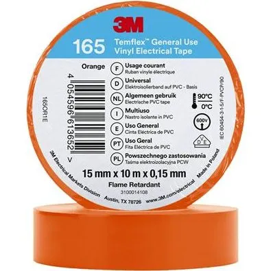 3M Temflex 165 vinyltape 15 mm x 10 m orange