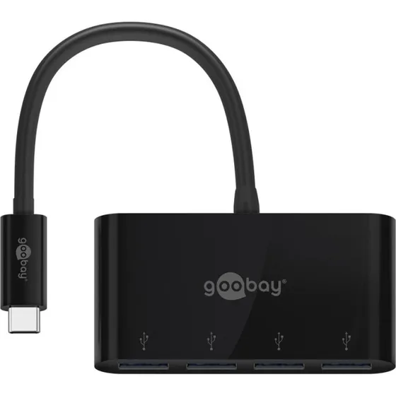 Goobay USB-C til 4x USB-A 3.0, sort