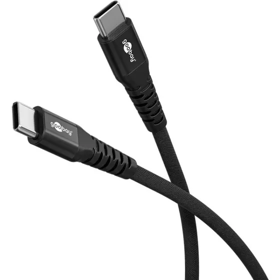Goobay USB-C supersoft tekstilkabel 2 m, 60 W, sort