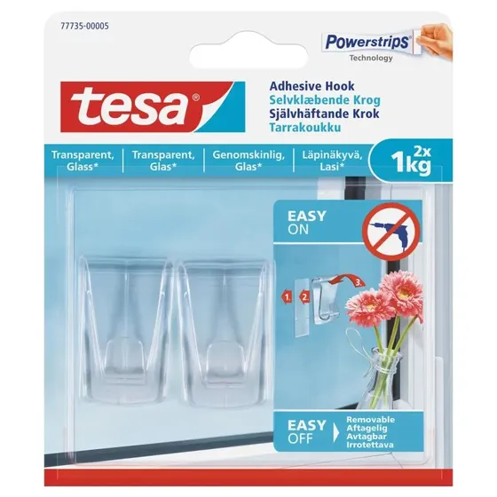 Tesa Klbekrog til glas og transparente overflader 1 kg, 2 stk