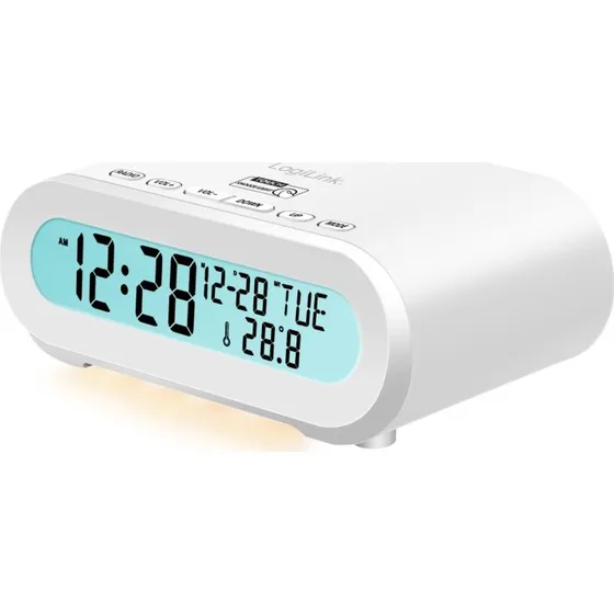 LogiLink vkkeur med radio, temp & fugt USB-C/batteri, hvid