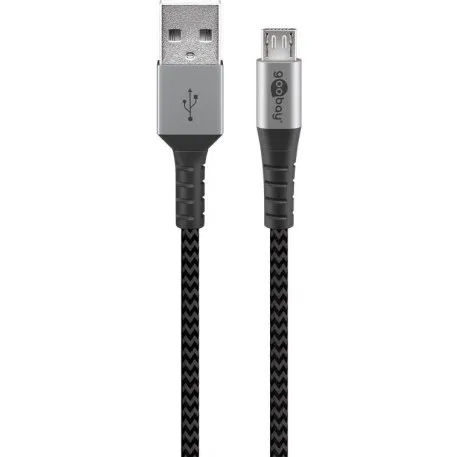 Goobay Micro-USB til USB-A tekstilkabel 2 m, slv