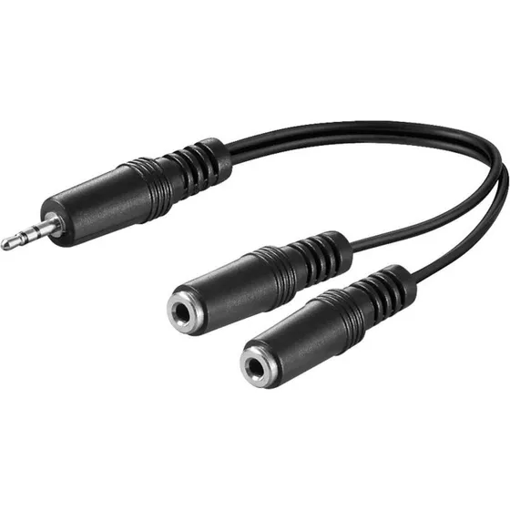 Goobay 3,5 mm stereo han 2 x 3,5 mm mono hun, 0,2 m (sort)