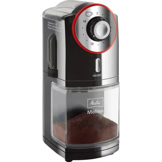 Melitta Molino kaffekvrn 100 W, sort/rd, rustfrit stl