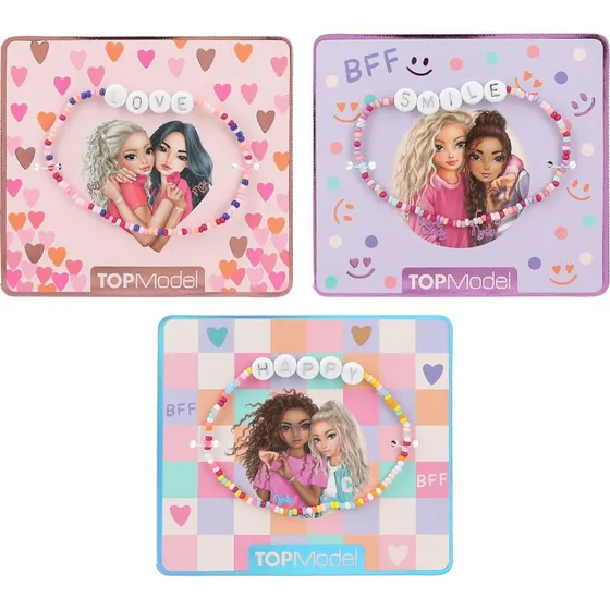TOPModel Armbnd med perler og tekst, 6+ r