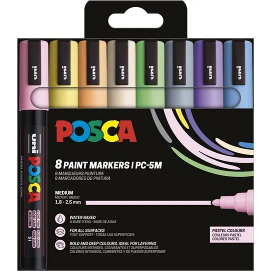 POSCA PC-5M st 8 pastelfarver