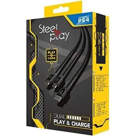 Steelplay Dual Play & Charge-kabel til PS4 (oplader 2 controllere)