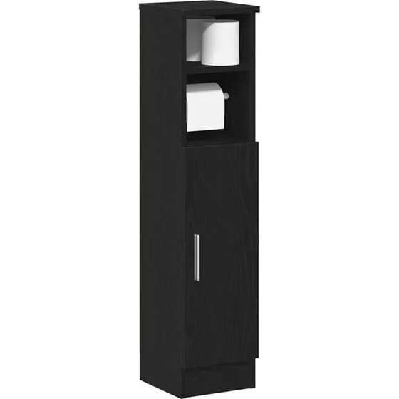 vidaXL badeværelsesskab med rulleholder 20,5x22x90 cm sort