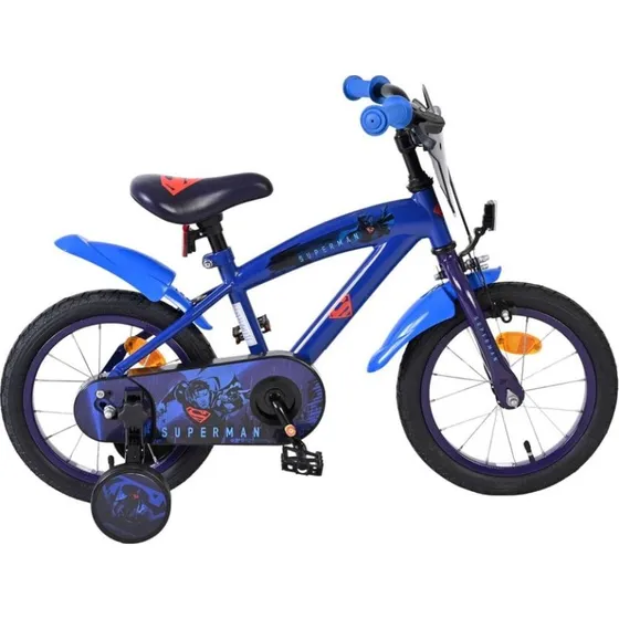 Volare Superman Børnecykel 14" - Mørkeblå med støttehjul