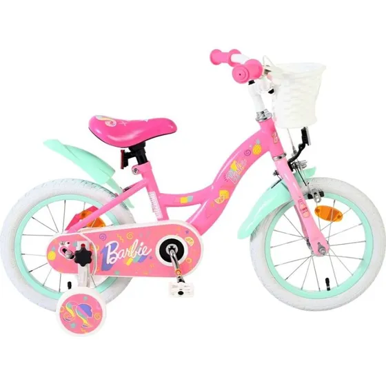 Volare Barbie børnecykel 14" med aftagelige støttehjul, rosa