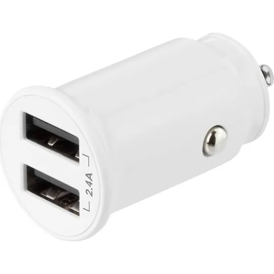 DELTACO USB billader 2x USB-A 2,4 A (12W) hvid