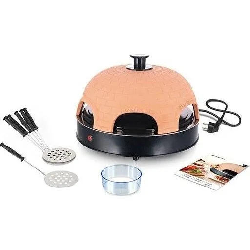 Emerio PO-115984 elektrisk pizzaovn, 6 mini-pizzaer, 1200 W, sort/orange