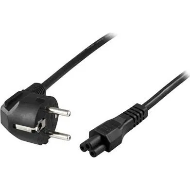 DELTACO Strømkabel CEE7/7 vinklet → IEC C5 5m, sort