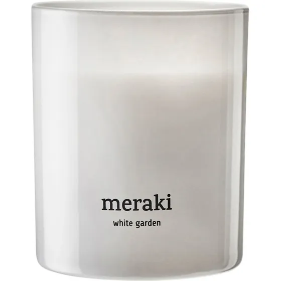 Meraki Duftlys White Garden 200 g — 35 timer, 9,5×8 cm