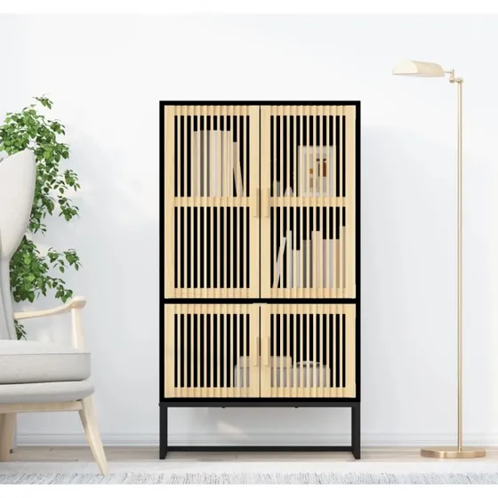 vidaXL højskab 70x35x125 cm konstrueret træ, sort