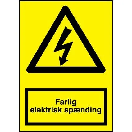 Universal Skilt Lyn med tekst, gul trekant 148×210 mm (1 mm)