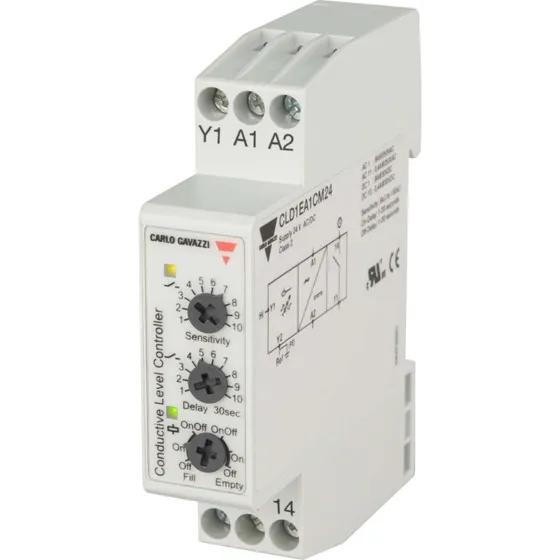 Carlo Gavazzi Niveaurel 1-niveau 24VAC/DC med timer 8A DIN-skinne
