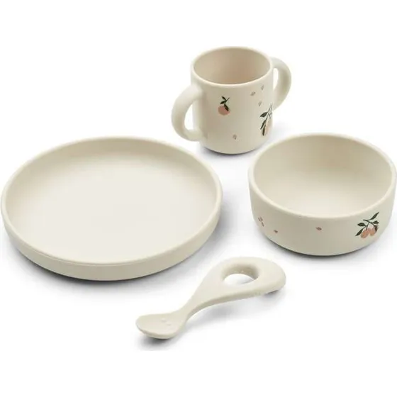 Liewood Vivi Silikone spisest 4 dele - Peach/Sea Shell Mix