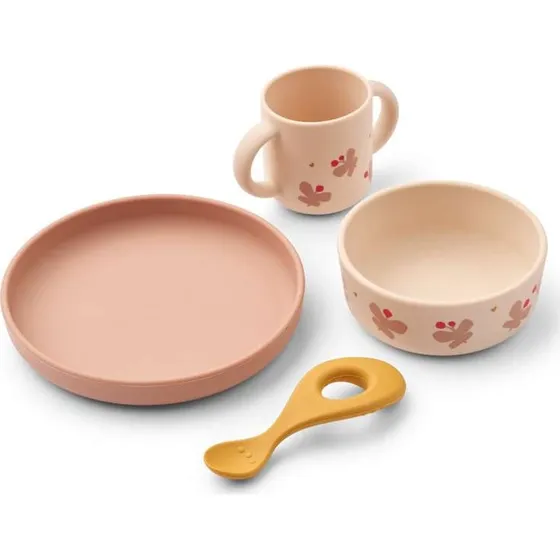 Liewood Vivi Silikone spisest 4 dele - Butterfly/Apple Blossom