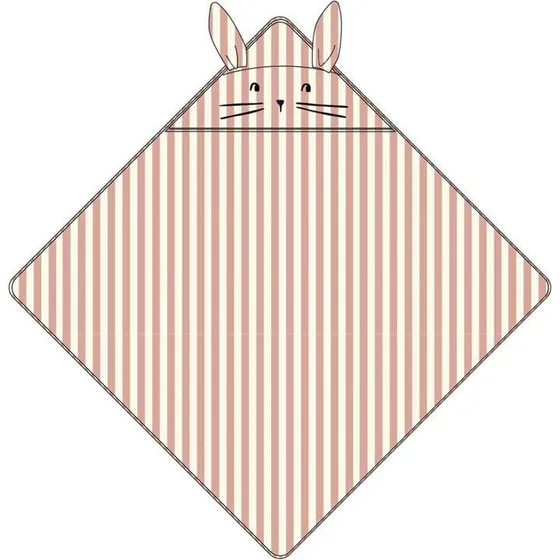 Liewood Albert babyhåndklæde med hætte 70x70 cm – Coral Blush/Creme de la Creme