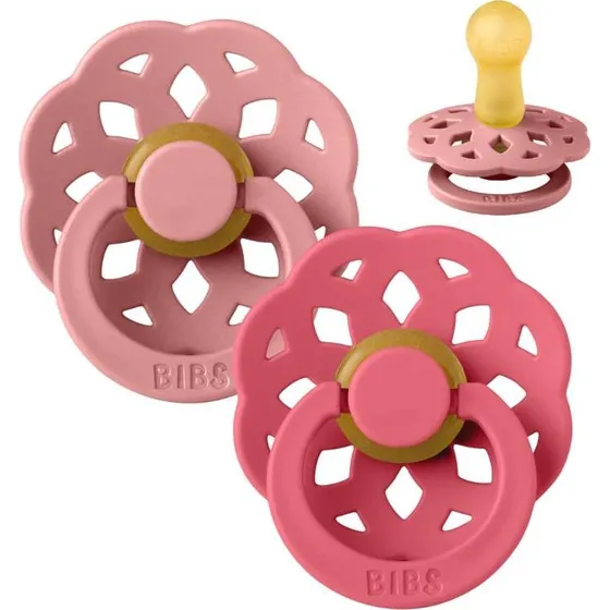 BIBS Boheme Rund Sut 2-pak Str. 2 Naturgummi Dusty Pink/Coral